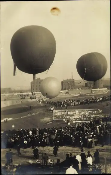 Ak Berlin Wilmersdorf Schmargendorf, Internationale Ballon-Wettfahrten Oktober 1908