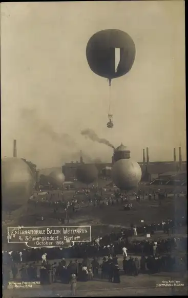 Ak Berlin Wilmersdorf Schmargendorf, Internationale Ballon-Wettfahrten Oktober 1908