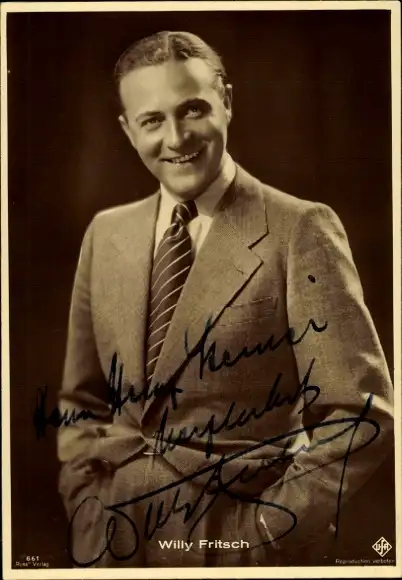 Ak Schauspieler Willy Fritsch, Portrait, Autogramm, Ufa Film