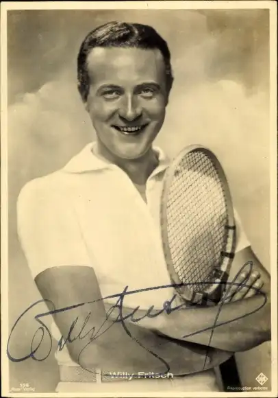 Ak Schauspieler Willy Fritsch, Portrait, Ross 598, Tennisschläger, Autogramm