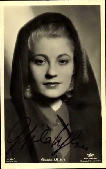 Ak Schauspielerin Gisela Uhlen, Ross A 3081/1, Autogramm