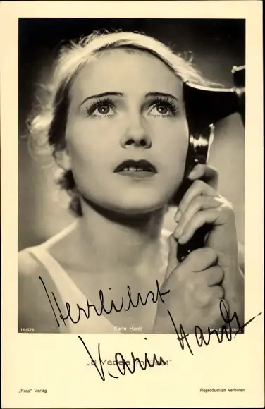 Ak Schauspielerin Karin Hardt, 8 Mädels im Boot, Telefon, Ross Verlag 155 1, Autogramm