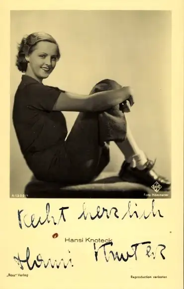 Ak Schauspielerin Hansi Knoteck, Portrait, Autogramm