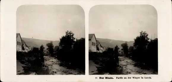 Stereo Foto Lorch im Rheingau Hessen, Partie an der Wisper