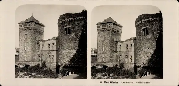 Stereo Foto Andernach im Landkreis Mayen Koblenz, Schlossruine