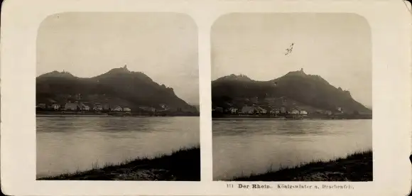 Stereo Foto Königswinter im Rhein Sieg Kreis, Panorama, Drachenfels