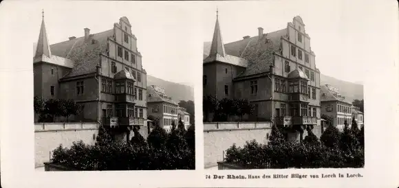 Stereo Foto Lorch im Rheingau Taunus Kreis Hessen, Haus des Ritter Hilger von Lorch