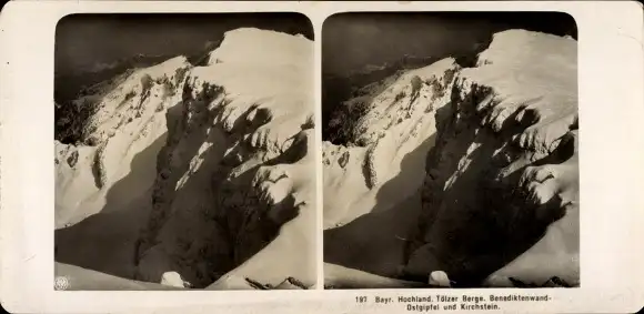 Stereo Foto Bayrisches Hochland, Tölzer Berge, Benediktenwand Ostgipfel und Kirchstein