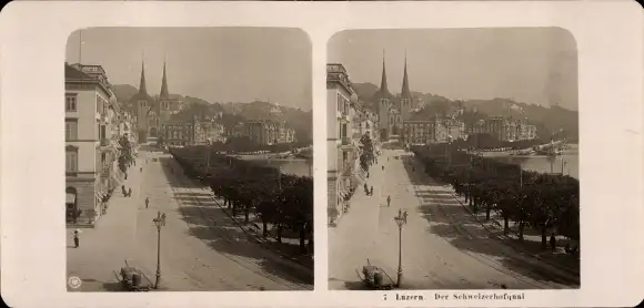 Stereo Foto Luzern Stadt Schweiz, Schweizerhofquai