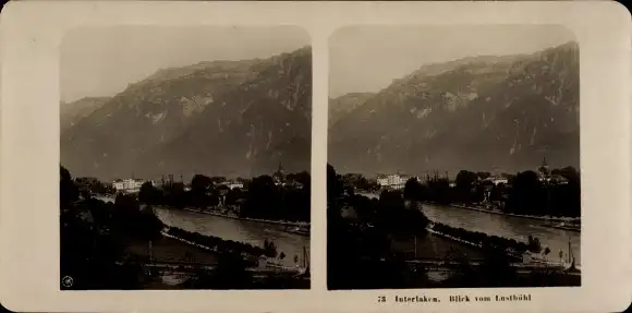 Stereo Foto Interlaken Kt. Bern Schweiz, Blick vom Lustbühl