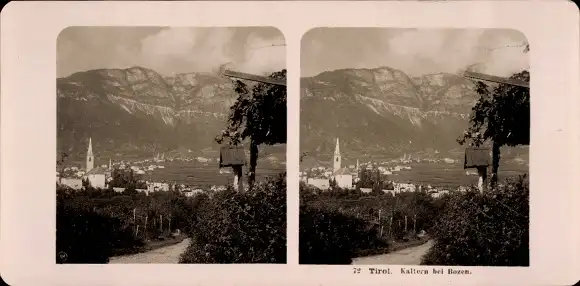 Stereo Foto Kaltern an der Weinstraße Caldaro sulla Strada del Vino Südtirol, Panorama