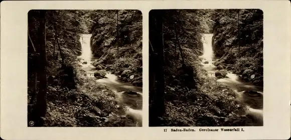 Stereo Foto Geroldsau Lichtental Baden Baden am Schwarzwald, Geroldsauer Wasserfall
