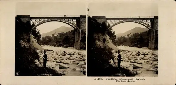 Stereo Foto Forbach im Schwarzwald, Die hohe Brücke