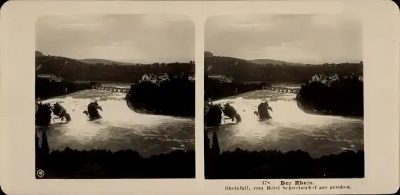 Stereo Foto Rheinfall Kanton Schaffhausen, Blick vom Hotel Schweizerhof aus