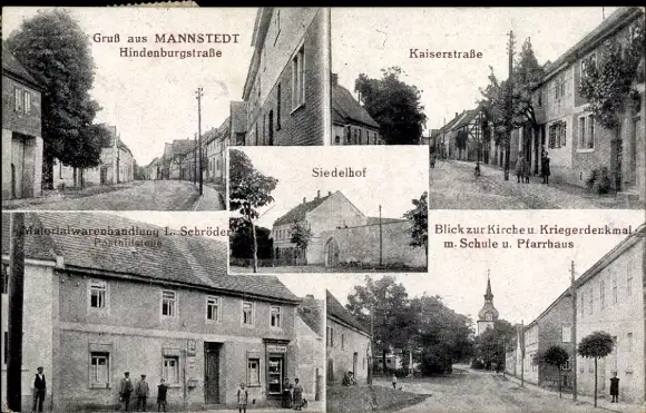 Ak Mannstedt Buttstädt in Thüringen, Hindenburgstraße, Kaiserstraße, Kirche, Siedelhof