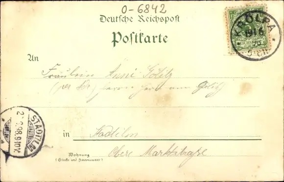 Litho Krölpa in Thüringen, Tonwerk, Gasthof, Bahnhof, Gleisseite, Hotel