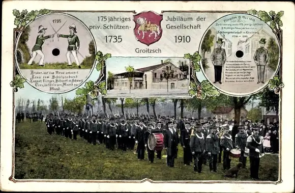 Ak Groitzsch in Sachsen, 175 jh. Jubiläum der privaten Schützengesellschaft 1910