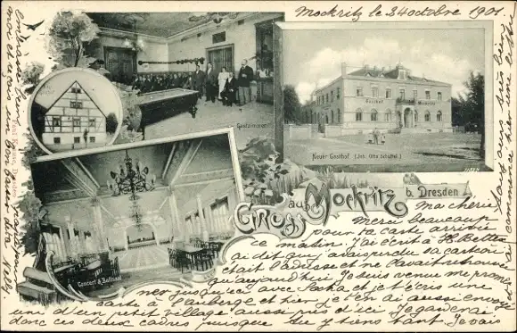 Ak Dresden Mockritz, Neuer Gasthof, Innenansicht, Billard
