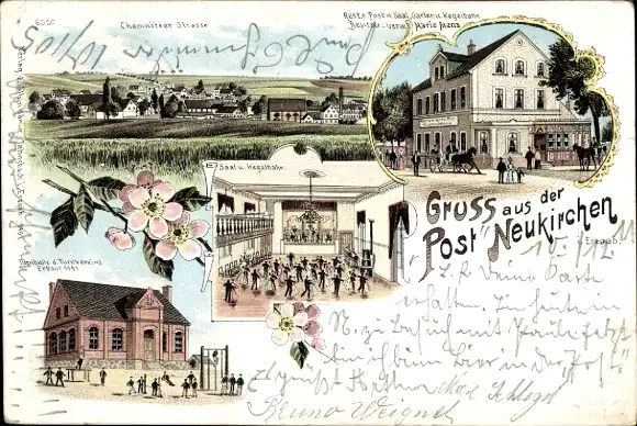 Litho Neukirchen im Erzgebirge, Restaurant, Chemnitzer Straße, Turnhalle