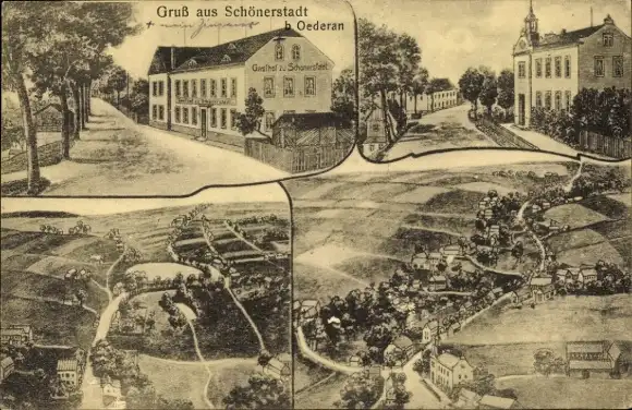 Ak Schönerstadt Oederan Sachsen, Gasthaus, Ortsansichten