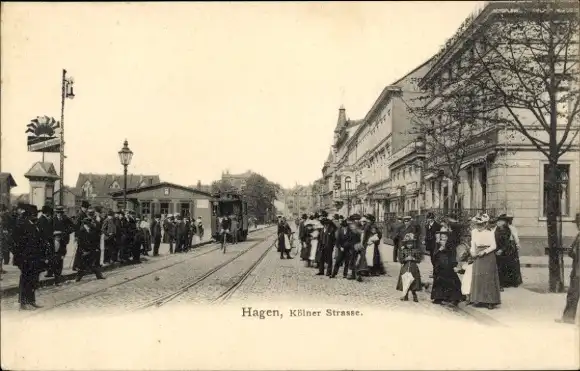 Ak Hagen in Westfalen, Kölner Straße, Straßenbahn