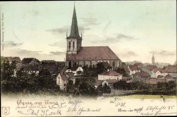 Ak Unna in Westfalen, Gesamtansicht, Kirche