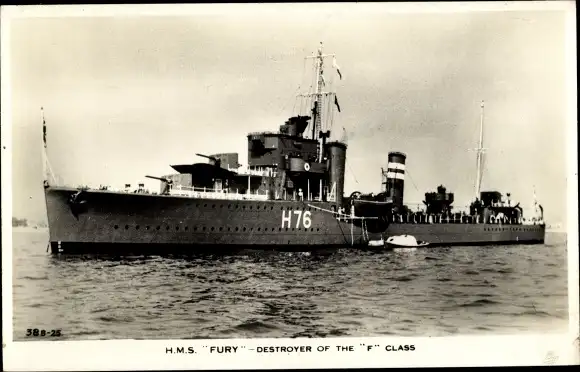 Ak Britisches Kriegsschiff Fury