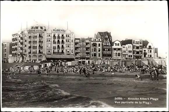 Ak Knokke Knocke Westflandern, Strand, Hotels