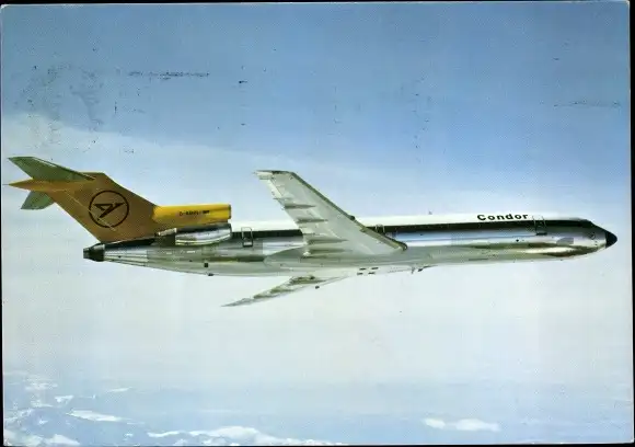 Ak Passagierflugzeug Condor, Boeing 727-200 Europa Jet, Reklame Cheesy