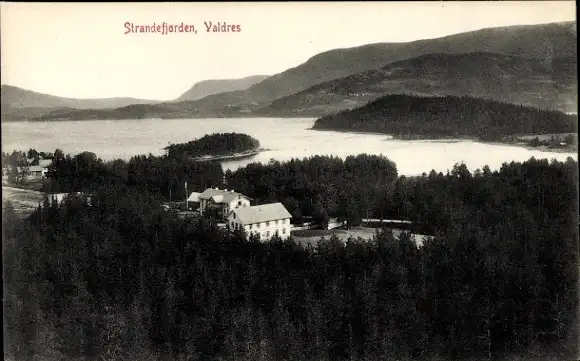 Ak Strandefjord Valdres Norwegen, Teilansicht, Panorama