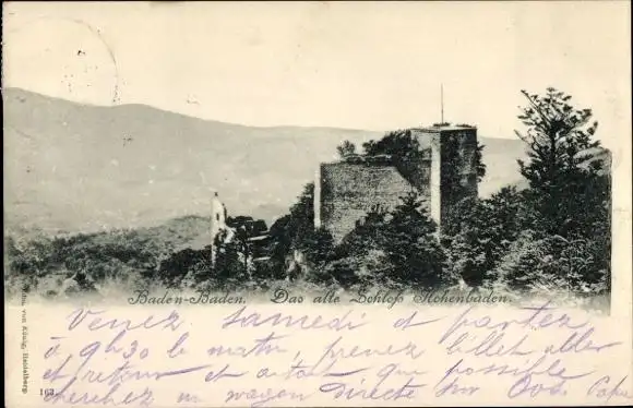 Ak Baden Baden am Schwarzwald, altes Schloss Hohenbaden