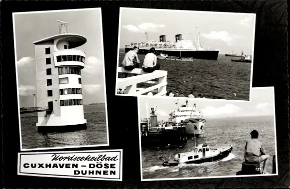 Ak Cuxhaven Döse Duhnen, Radarturm, Dampfer Hanseatic, Alte Liebe