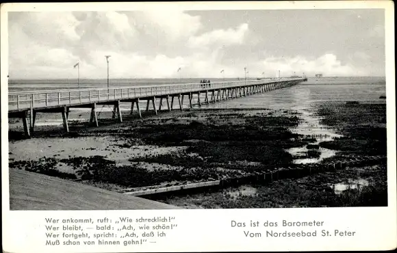 Ak Nordseebad Sankt Peter Ording, Seebrücke, Gedicht