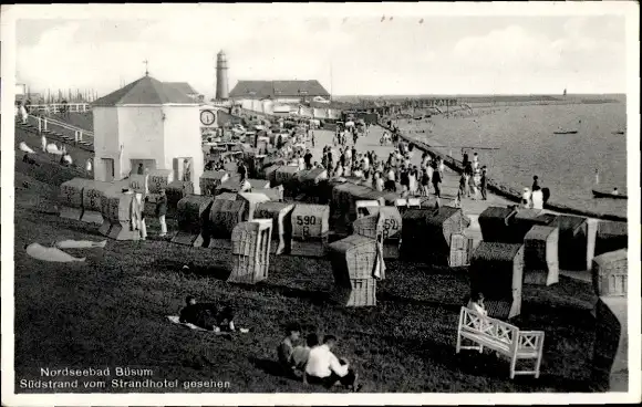 Ak Nordseebad Büsum, Südstrand vom Strandhotel gesehen