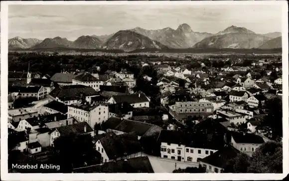 Ak Moorbad Aibling in Oberbayern, Blick in die Altstadt mit Stadtkirche, Gebirge