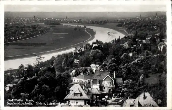 Ak Dresden Weißer Hirsch Loschwitz, Blick vom Luisenhof nach Dresden