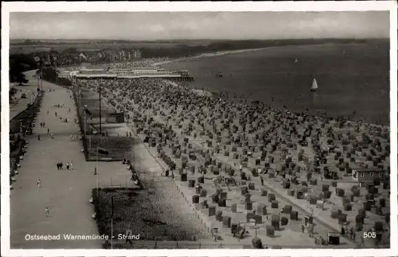 Ak Ostseebad Warnemünde Rostock, Strand, Promenade