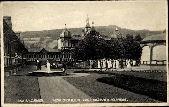 Ak Bad Salzungen im Wartburgkreis, Gradierhäuser, westlicher Teil, Solsprudel