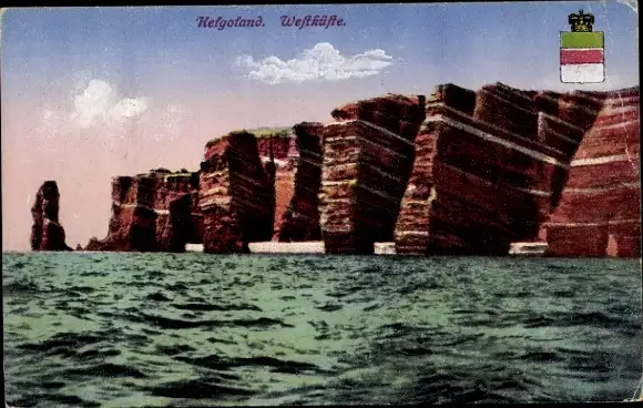 Ak Nordseeinsel Helgoland, Westküste, Wappen