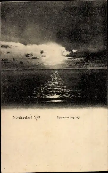 Ak Insel Sylt in Nordfriesland, Sonnenuntergang