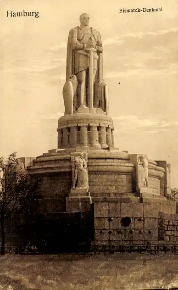 Ak Hamburg Mitte St. Pauli, Bismarck Denkmal