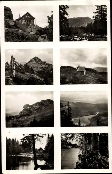 Ak Bayerisch Eisenstein in Niederbayern, Großer Arber, Schutzhaus, Arberkapelle, Arbersee, Seehaus