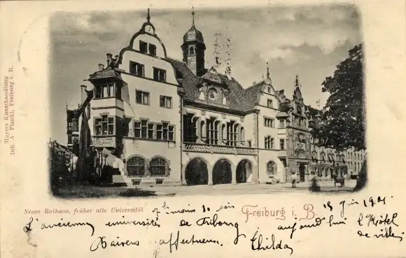 Ak Freiburg im Breisgau, Neues Rathaus, früher alte Universität