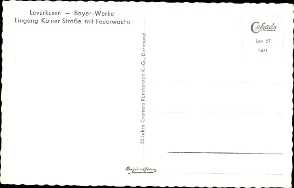 Ak Leverkusen im Rheinland, Bayer-Werke, Eingang Kölner Straße mit Feuerwache