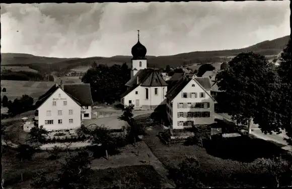 Ak Kappel Lenzkirch im Schwarzwald, Pension Emil Straub, Kirche