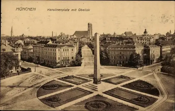 Ak München, Karolinenplatz mit Obelisk