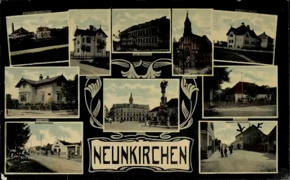 Ak Neunkirchen in Niederösterreich, Detailansichten, Rathaus, Kirche