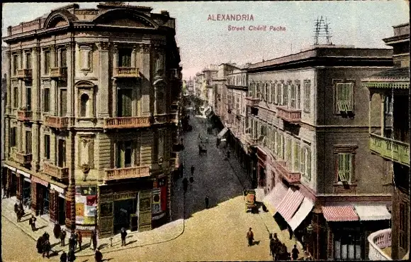 Ak Alexandria Ägypten, Cherif Pacha Straße
