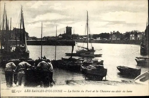 Ak Les Sables D'Olonne Vendée, Fischerboote im Hafen