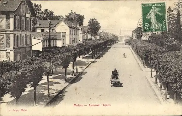 Ak Melun Seine et Marne, Avenue Thiers